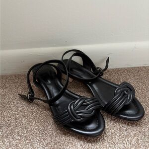 Alexandre Birman Black Knotted Ankle-Strap Sandals size 37.5 EU, 7.5 US,